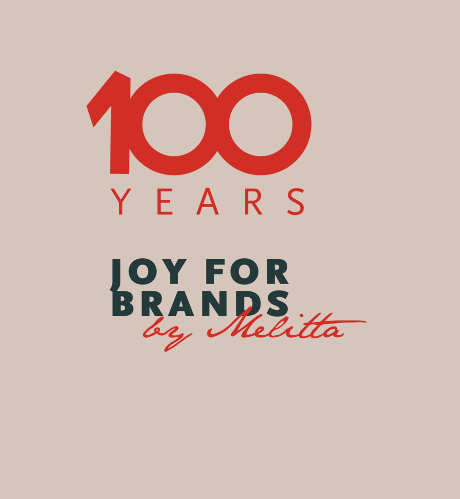 100 Years Love for Brands Jubiläumssignet in creme und rot
